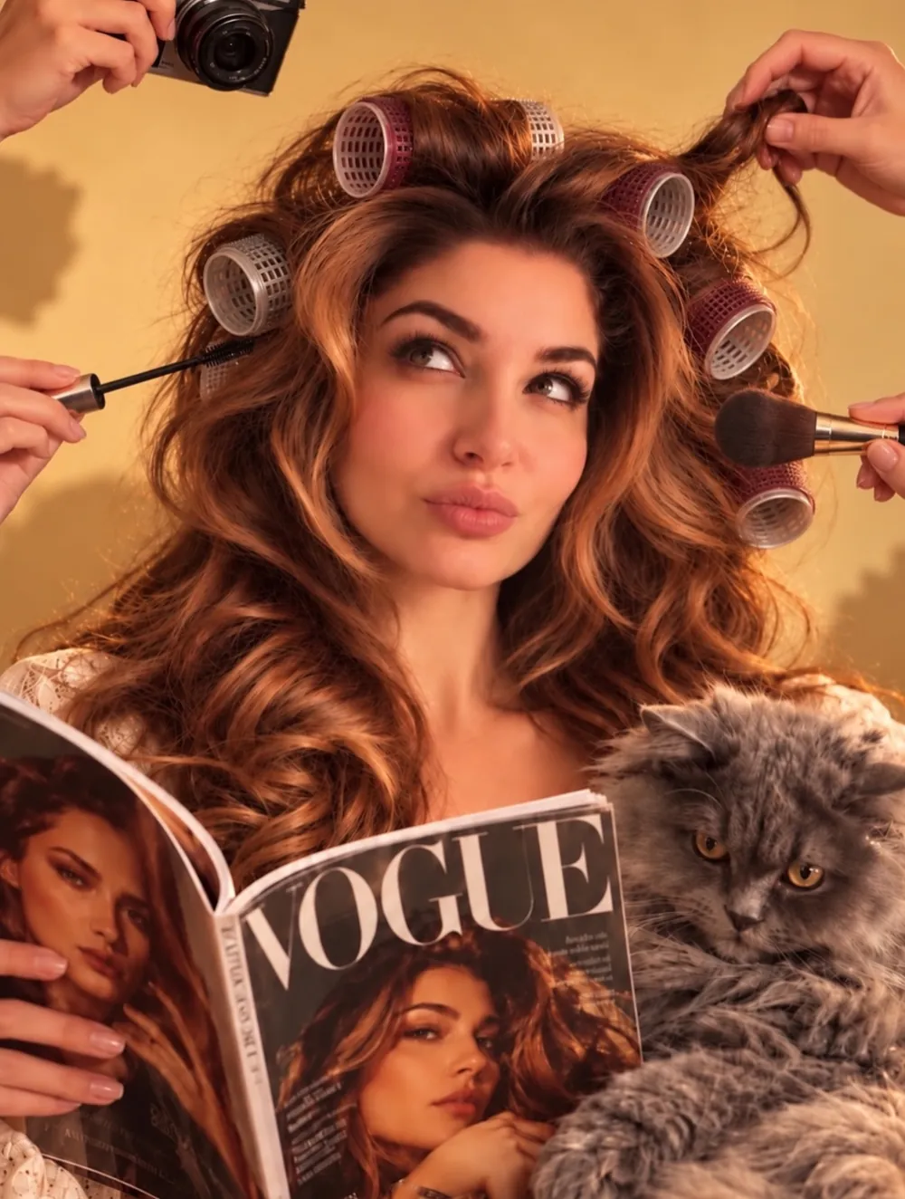 Styling mit Lockenwicklern für voluminöse Wellen